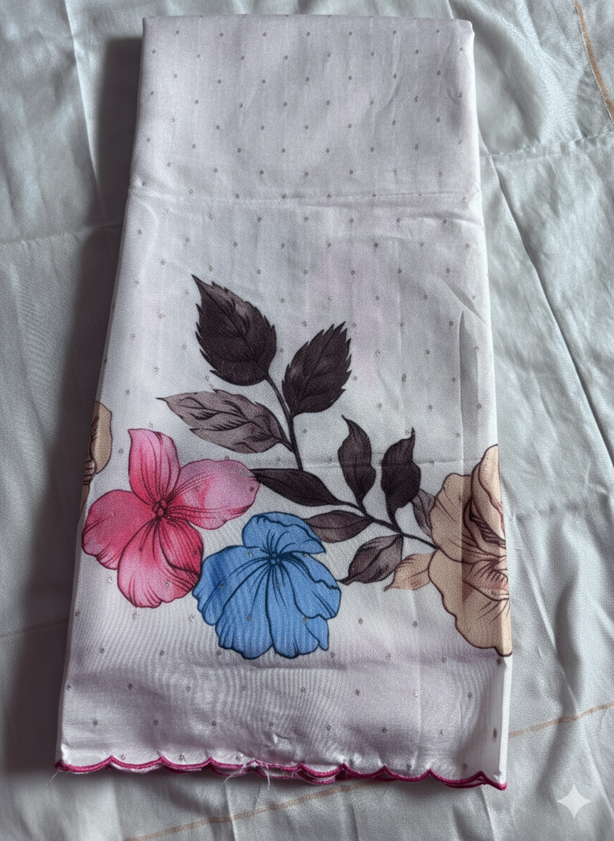 ZAKA floral white saree