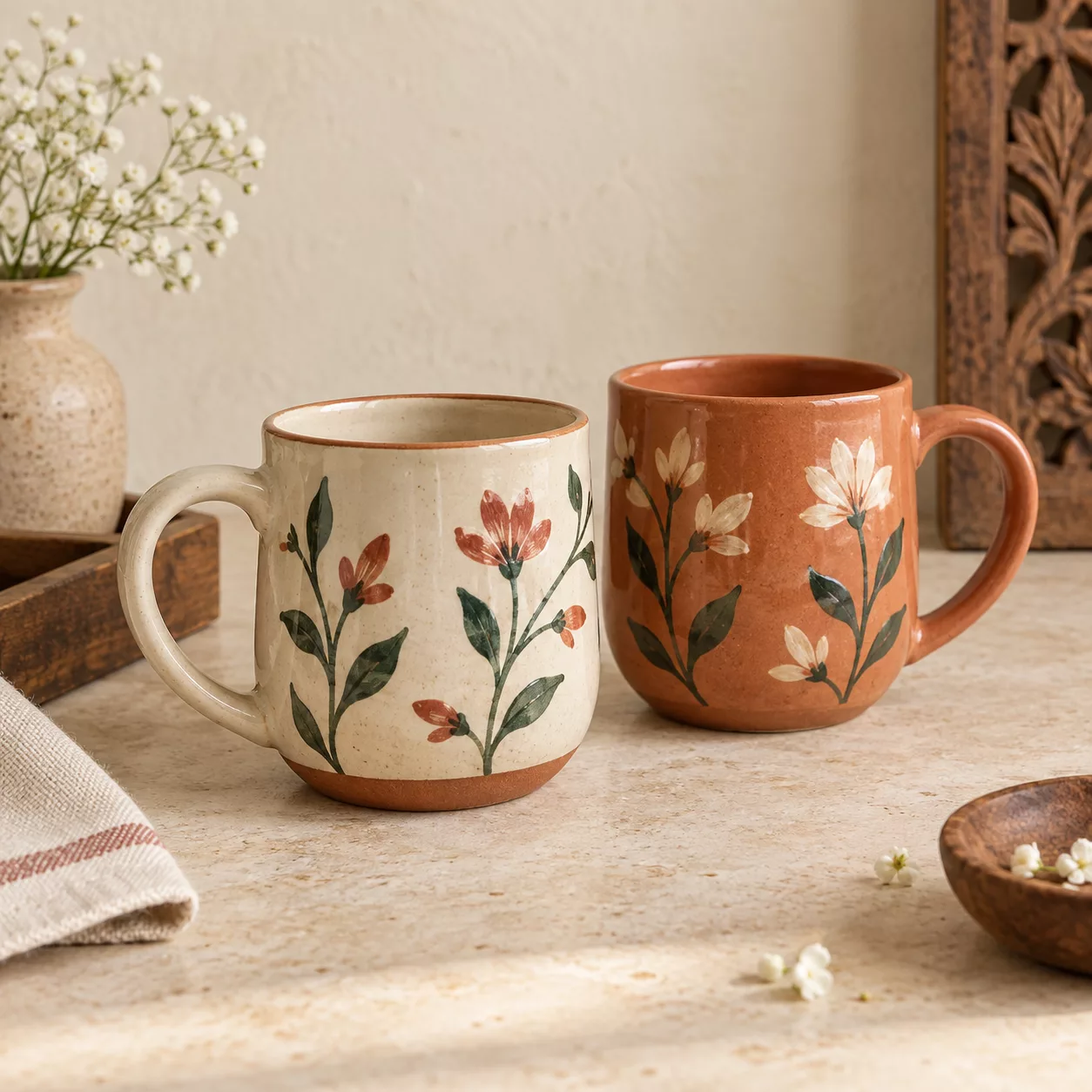Hand painted ceramic cofee mug